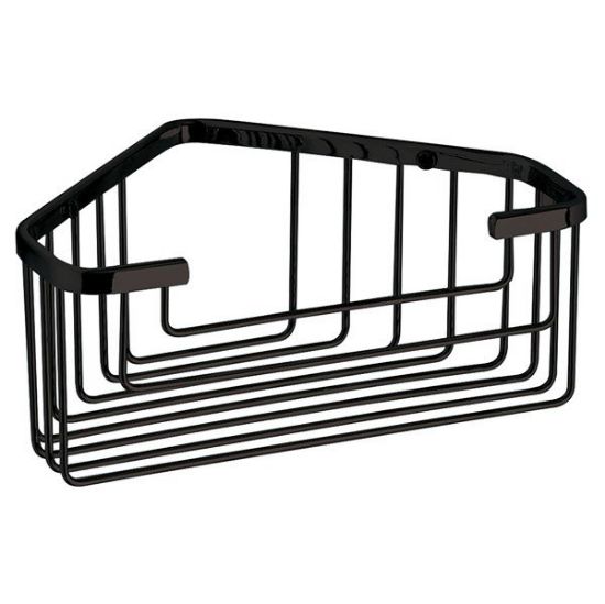 Immagine di PORTA OGGETTI DOCCIA A PARETE ANGOLARE ALTO IN FILO NERO MATT GEDY