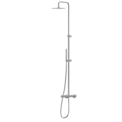 Immagine di COLONNA DOCCIA TERMOSTATICA SOFFIONE TONDO Ø 25 CM CON DOCCETTA CROMO NEW FORM