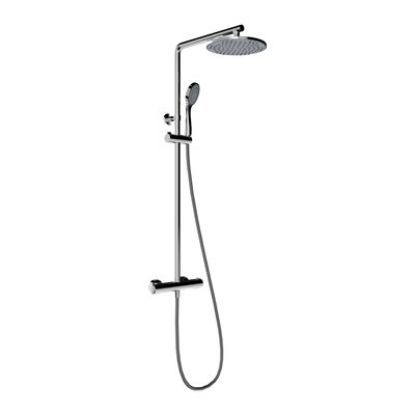 Immagine di COLONNA DOCCIA TERMOSTATICA SOFFIONE TONDO Ø 23 CM CON DOCCETTA CROMO ERCOS