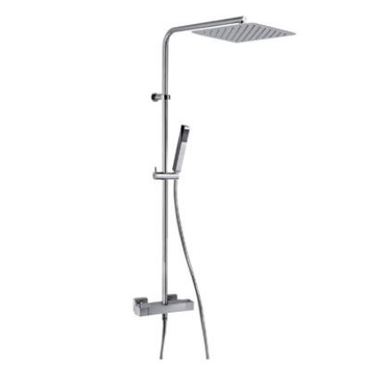 Immagine di COLONNA DOCCIA TERMOSTATICA SOFFIONE QUADRO 20X20 CM CON DOCCIA DAX CROMO PAINI