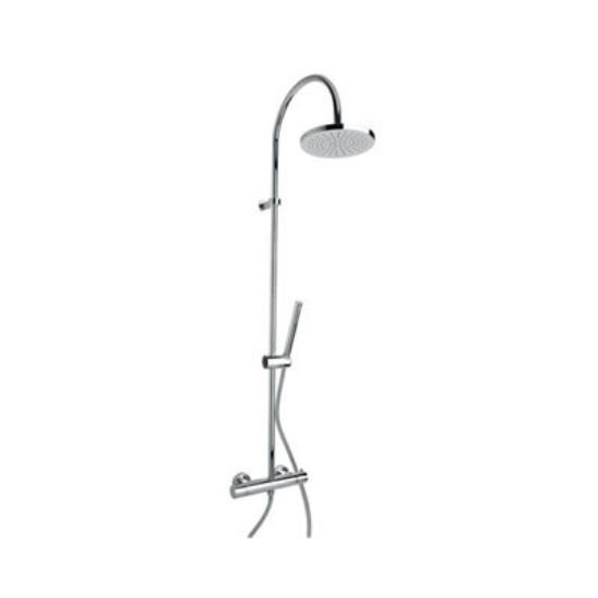 Immagine di COLONNA DOCCIA TERMOSTATICA SOFFIONE TONDO Ø 20 CM CON DOCCETTA COX CROMO PAINI