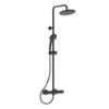 Immagine di COLONNA DOCCIA TERMOSTATICA SOFFIONE TONDO Ø 20 CM CON DOCCETTA CERATHERM NERO SETA IDEAL STANDARD