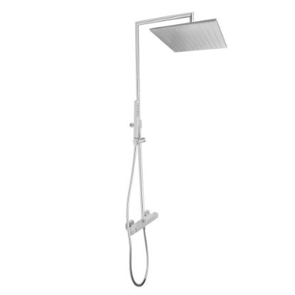 Immagine di COLONNA DOCCIA SOFFIONE QUADRO 20X20 CM CON DOCCIA STYLE CROMO QD ITALIA