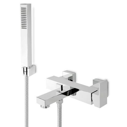 Immagine di MONOCOMANDO ESTERNO VASCA COMPLETO DI DOCCETTA E SUPPORTO ERGO-Q CROMO NEWFORM