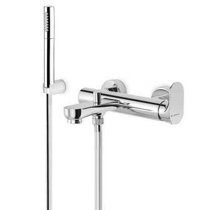 Immagine di MONOCOMANDO ESTERNO VASCA COMPLETO DI DOCCETTA E SUPPORTO LINFA II CROMO NEWFORM