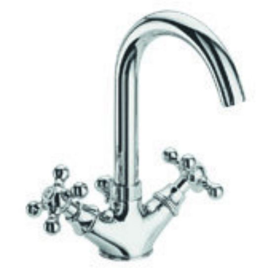 Immagine di GRUPPO MONOFORO LAVABO BOCCA ALTA DEDRA CROMO FRATTINI