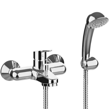 Immagine di MONOCOMANDO ESTERNO VASCA CON DOCCIA DUPLEX ANTICALCAREA FLESSIBILE CROMO FRATTINI