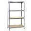 Immagine di SCAFFALE METALLO IN KIT CON RINFORZO 4 PIANI IN LEGNO PORTATA 75 KG PER RIPIANO 120x50 ALTO 180 CM