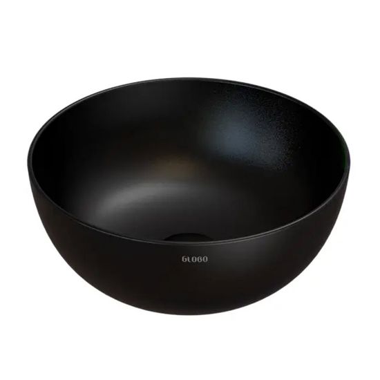 Immagine di LAVABO T-EDGE DIAMETRO 37 CM INSTALLAZIONE APPOGGIO CERAMICA NERA OPACA GLOBO