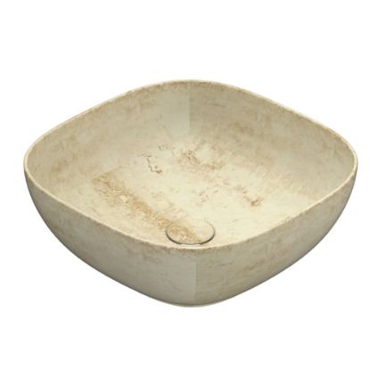 Immagine di LAVABO T-EDGE 42X42 CM INSTALLAZIONE APPOGGIO TRAVERTINO GLOBO