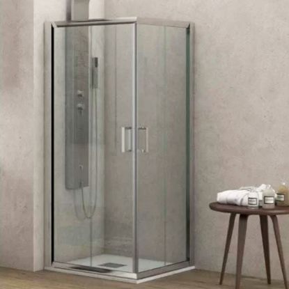 Immagine di BOX DOCCIA NEW FLORA ANGOLO SCORREVOLE 70X70 CM H.180 CRISTALLO TRASPARENTE SP. 5,5 MM CROMO KARAG