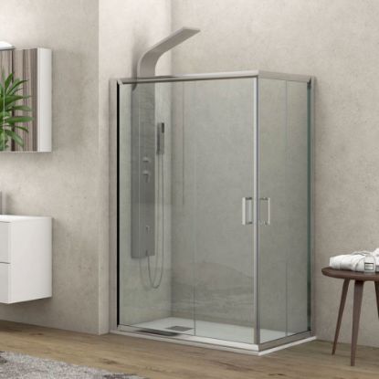 Immagine di BOX DOCCIA NEW FLORA ANGOLO SCORREVOLE 70X90 CM H.180 CRISTALLO TRASPARENTE SP. 5,5 MM CROMO KARAG