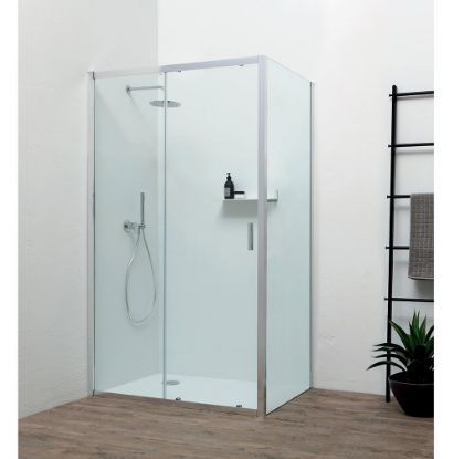 Immagine di PORTA SCORREVOLE FAST 97-101 CM (NICCHIA) CRISTALLO TRASPARENTE 6 MM CROMO REVERSIBILE KINEDO