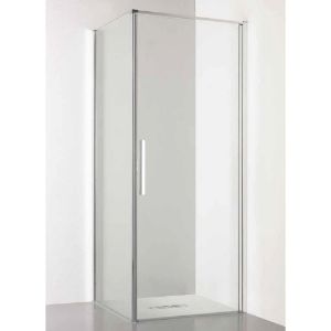 Immagine di BOX PORTA BATTENTE GL6 87,5-89 CM (PER ANGOLO) ARGENTO LUCIDO CRISTALLO TRASPARENTE KINEDO