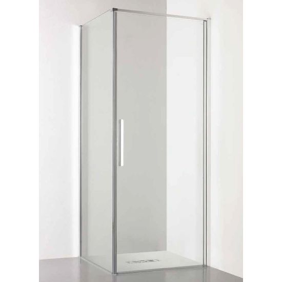 Immagine di BOX PORTA BATTENTE GL6 67,5-69 CM (PER ANGOLO) ARGENTO LUCIDO CRISTALLO TRASPARENTE KINEDO