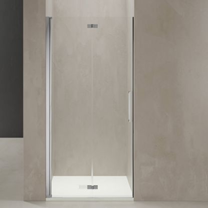 Immagine di MINDY 97,5-99,5 CM (PORTA SOFFIETTO) H.200 NERO OPACO CRISTALLO TRASPARENTE TDA