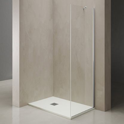 Immagine di MINDY 67,5-69,5 CM (LATO FISSO) H.200 NERO OPACO CRISTALLO TRASPARENTE TDA