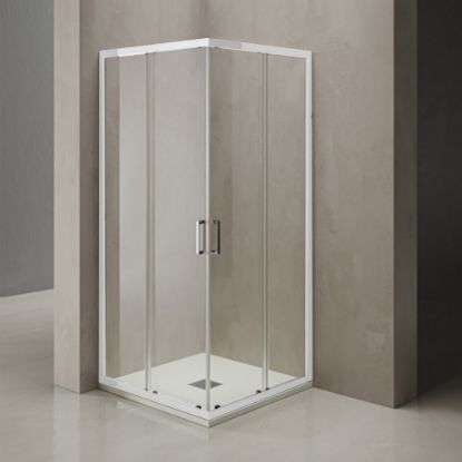 Immagine di SPADO ANGOLO SCORREVOLE 87-90 CM (LATO ANGOLO) H.190 BIANCO CRISTALLO TRASPARENTE TDA