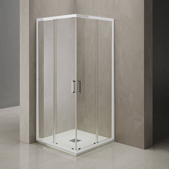 Immagine di SPADO ANGOLO SCORREVOLE 87-90 CM (LATO ANGOLO) H.190 BIANCO CRISTALLO TRASPARENTE TDA