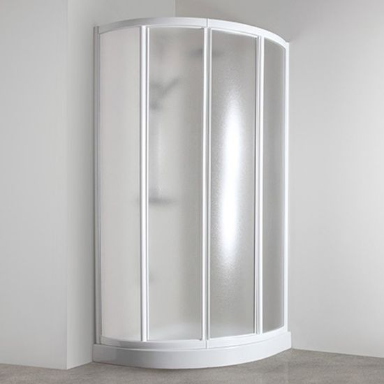 Immagine di BOX DOCCIA ELBA 90 SEMICIRCOLARE SCORREVOLE 87-90 CM CRISTALLO CINCILLA  BIANCO TDA