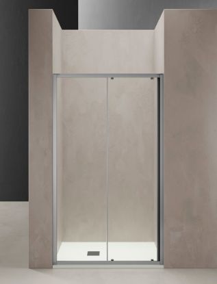 Immagine di DINO PORTA SCORREVOLE 116-122 CM CROMO TBRILL CRISTALLO TRASPARENTE TDA