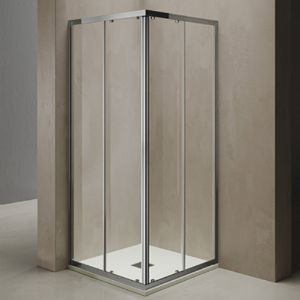 Immagine di BOX DOCCIA DINO ANGOLO SCORREVOLE 97-100 CM (LATO ANGOLO) CROMO TBRILL CRISTALLO TRASPARENTE