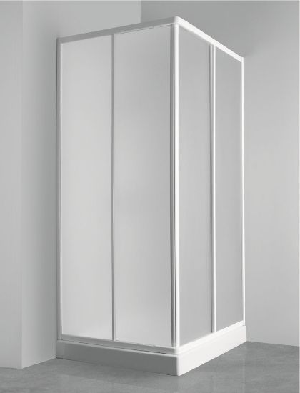 Immagine di BOX DOCCIA VULCANO ANGOLO SCORREVOLE 78-90 CM ACRILICO SATINATO BIANCO
