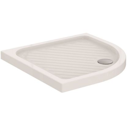 Immagine di PIATTO DOCCIA EUROVIT SHOWER SEMICIRCOLARE 90 H7 CM PILETTA DIAMETRO 90 MM BIANCO IDEAL STANDARD