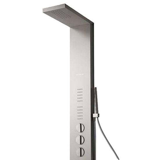 Immagine di COLONNA DOCCIA EASY SHOWER PLUS IDROMASSAGGIO RUBINETTERIA MECCANICA ACCIAIO SATINATO KINEDO