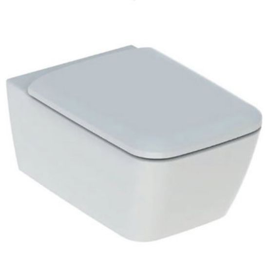 Immagine di VASO ICON SQUARE SOSPESO RIMFREE CON SEDILE AMMORTIZZATO CERAMICA BIANCA GEBERIT