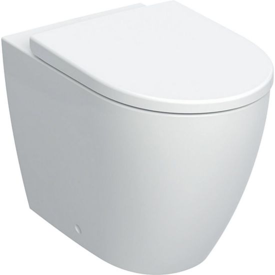 Immagine di VASO ICON 2022 SET FILO PARETE A PAVIMENTO RIMFREE CON SEDILE AMMORTIZZATO SGANCIO RAPIDO CERAMICA BIANCA GEBERIT
