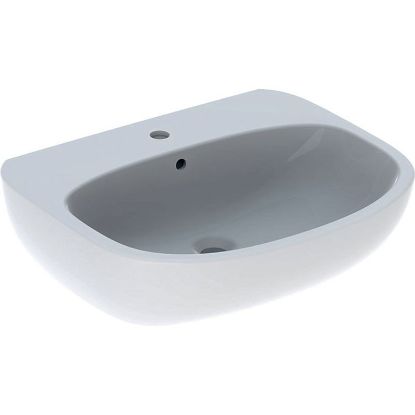 Immagine di LAVABO FANTASIA 60X46,5 CM INSTALLAZIONE SOSPESA O SU COLONNA MONOFORO BIANCO LUCIDO GEBERIT