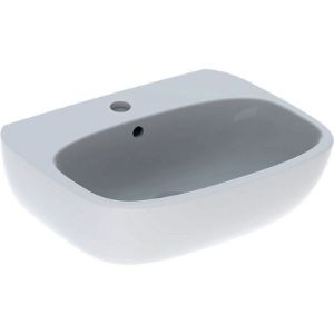 Immagine di LAVABO FANTASIA 55X45 CM INSTALLAZIONE SOSPESA O SU COLONNA MONOFORO BIANCO LUCIDO GEBERIT