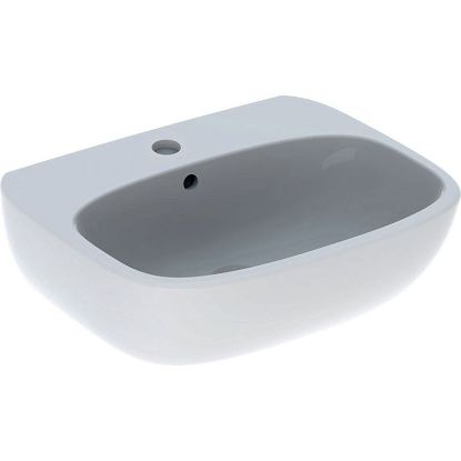 Immagine di LAVABO FANTASIA 55X45 CM INSTALLAZIONE SOSPESA O SU COLONNA MONOFORO BIANCO LUCIDO GEBERIT