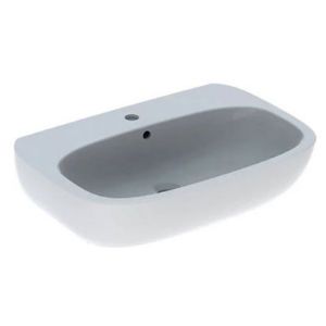 Immagine di LAVABO FANTASIA 70x48 CM INSTALLAZIONE SOSPESA O SU COLONNA MONOFORO CERAMICA BIANCA GEBERIT