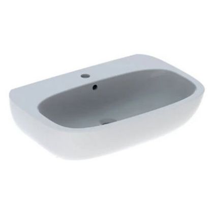 Immagine di LAVABO FANTASIA 70X48 CM INSTALLAZIONE SOSPESA O SU COLONNA MONOFORO BIANCO LUCIDO GEBERIT