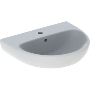 Immagine di LAVABO SELNOVA 55x44 CM INSTALLAZIONE SOSPESA O SU COLONNA MONOFORO CERAMICA BIANCA GEBERIT