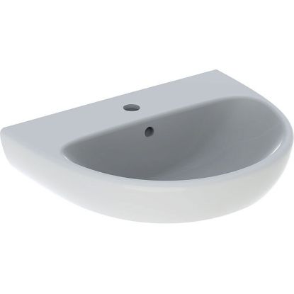 Immagine di LAVABO SELNOVA 55x44 CM INSTALLAZIONE SOSPESA O SU COLONNA MONOFORO CERAMICA BIANCA GEBERIT