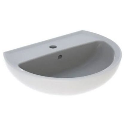 Immagine di LAVABO COLIBRI 55X42 CM INSTALLAZIONE SOSPESA O SU COLONNA MONOFORO BIANCO LUCIDO GEBERIT