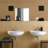 Immagine di LAVABO COLIBRI 55x42 CM INSTALLAZIONE SOSPESA O SU COLONNA MONOFORO CERAMICA BIANCA GEBERIT