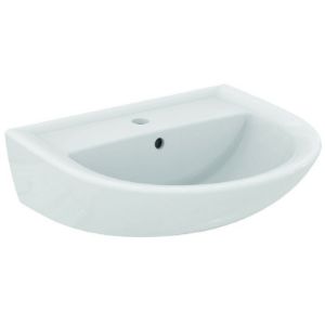 Immagine di LAVABO EUROVIT 55x46 CM INSTALLAZIONE SOSPESA O SU COLONNA CERAMICA BIANCA IDEAL STANDARD