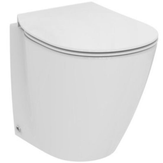 Immagine di VASO CONNECT SPACE FILO PARETE 48 CM CON SEDILE CERAMICA BIANCA IDEAL STANDARD