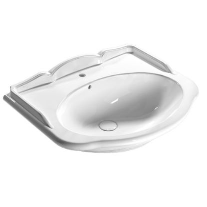 Immagine di LAVABO PAESTUM 71X57 CM INSTALLAZIONE SOSPESA O SU COLONNA PREDISPOSIZIONE 3 FORI BIANCO LUCIDO GLOBO