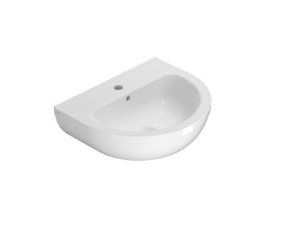 Immagine di LAVABO GRACE 55X42 CM INSTALLAZIONE SOSPESA O SU COLONNA PREDISPOSIZIONE 3 FORI BIANCO LUCIDO GLOBO