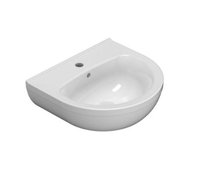 Immagine di LAVABO GRACE 50X40 CM INSTALLAZIONE SOSPESA O SU COLONNA MONOFORO BIANCO LUCIDO GLOBO