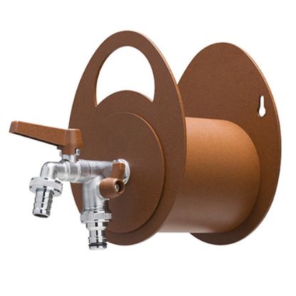 Immagine di PORTATUBO A MURO COLORE RUGGINE TIPO TONDO CON DOPPIO RUBINETTO BEL-FER