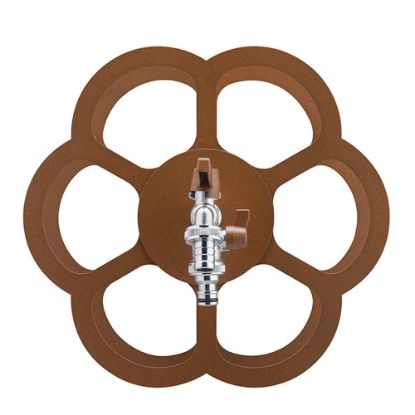 Immagine di PORTA TUBO A MURO COLORE RUGGINE TIPO MARGHERITA CON DOPPIO RUBINETTO BEL-FER