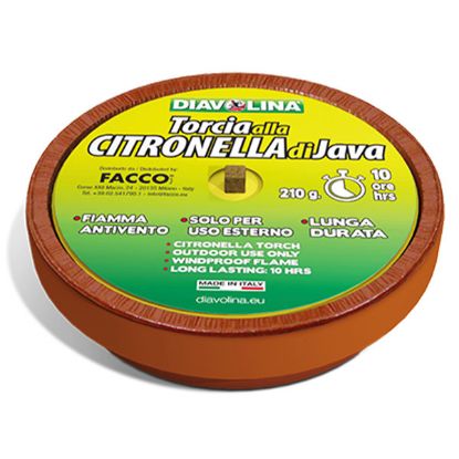 Immagine di CITRONELLA CON COCCIO IN TERRACOTTA DA ESTERNO CON FIAMMA ANTIVENTO Ø 16 CM DIAVOLINA