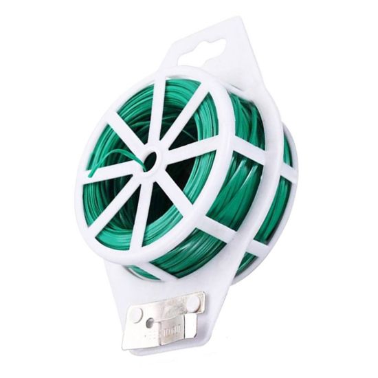 Immagine di FASCETTA IN FILO ACCIAIO RICOPERTA PLASTIFICATA VERDE BOBINA DA 30 MT