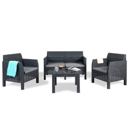 Immagine di SET DA GIARDINO 4 POSTI MATILDE COLORE ANTRACITE SCURO TOOMAX